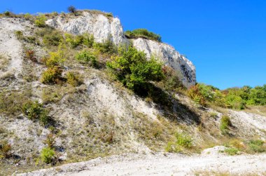 Dağ ve yeşil ağaçlar yaz aylarında tebeşir