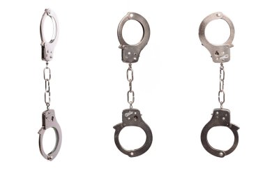 Set of handcuffs over isolated white background clipart
