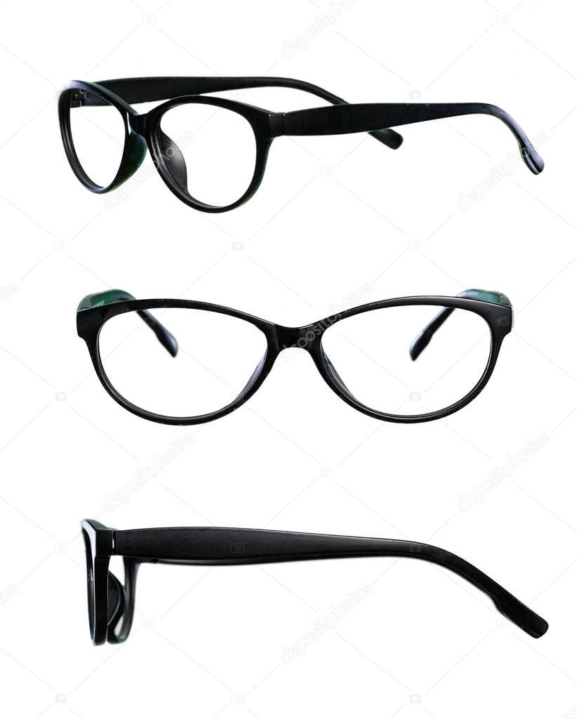 Set of glasses over isolated white background