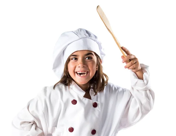 Niña Vestida Como Chef — Foto de Stock