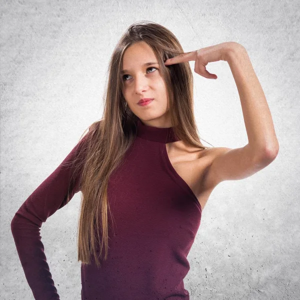 Junges Teenager Mädchen Macht Suizid Geste — Stockfoto