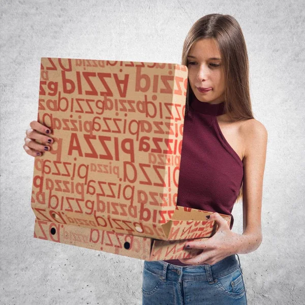 Jovem Adolescente Segurando Uma Pizza Caixas — Fotografia de Stock