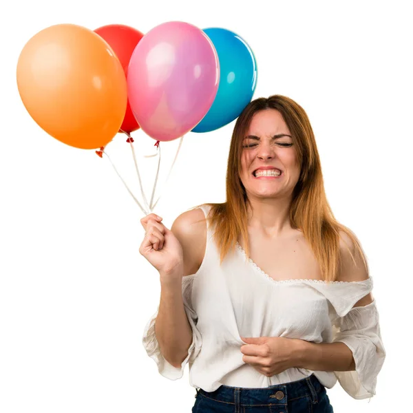 Schöne Junge Mädchen Mit Einem Luftballon Und — Stockfoto