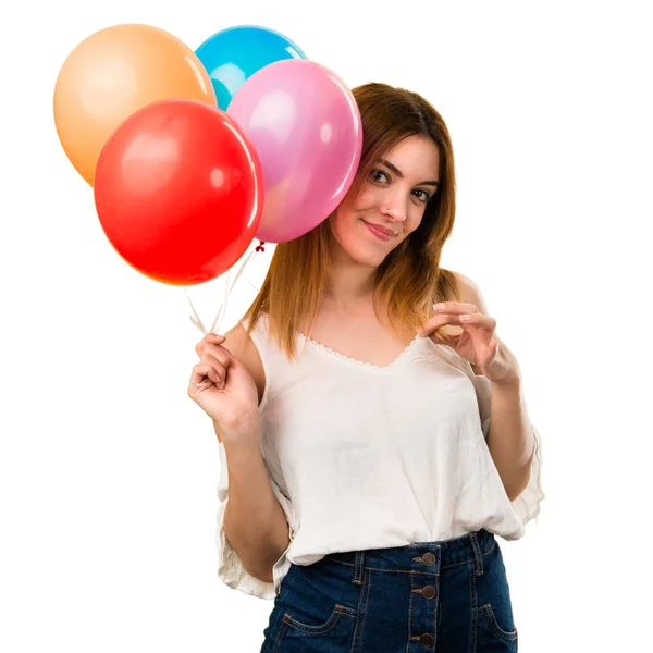 Beautiful Young Girl Holding Balloon Proud Herself — Stock Photo, Image