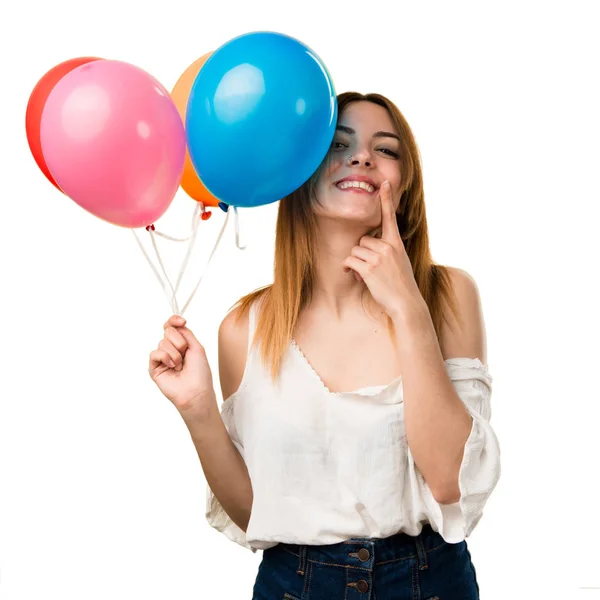 Feliz Hermosa Joven Sosteniendo Globo — Foto de Stock