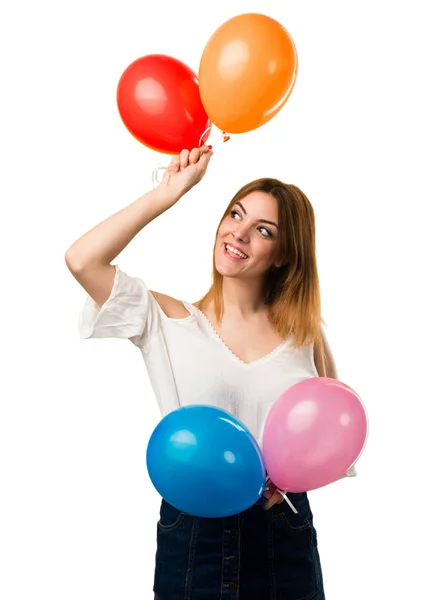 Mutlu Güzel Genç Kız Bir Balon Holding — Stok fotoğraf