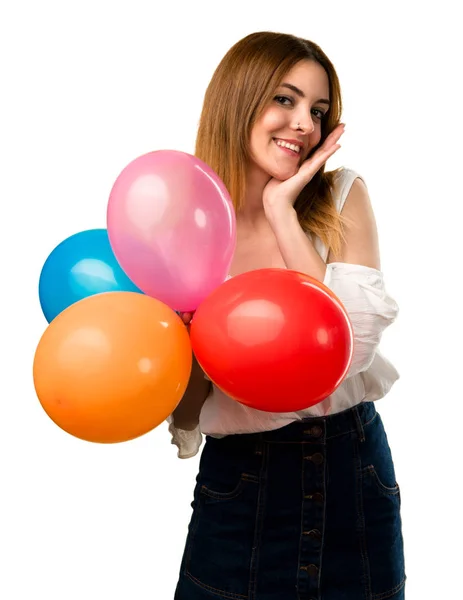 Feliz Hermosa Joven Sosteniendo Globo — Foto de Stock