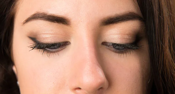 Macro Close Woman Eyes Looking — Stock Photo, Image