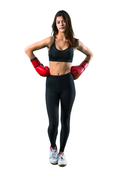 Jeune Fille Sportive Avec Des Gants Boxe — Photo