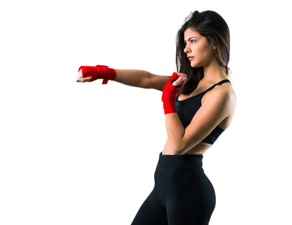 ヤング スポーツ ボクシング包帯の少女 — ストック写真