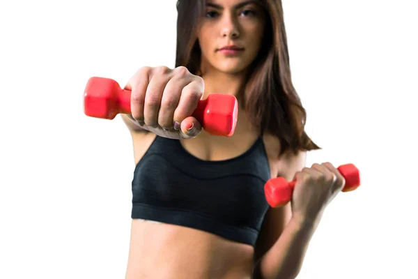 Joven Chica Deportiva Haciendo Levantamiento Pesas — Foto de Stock