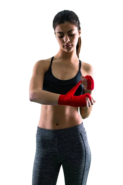 Mladá Dívka Boxerské Bandáže Sportovní — Stock fotografie