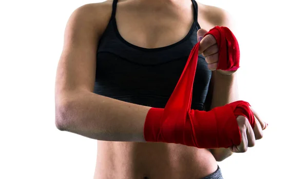 Jovem Menina Esporte Bandagens Boxe — Fotografia de Stock