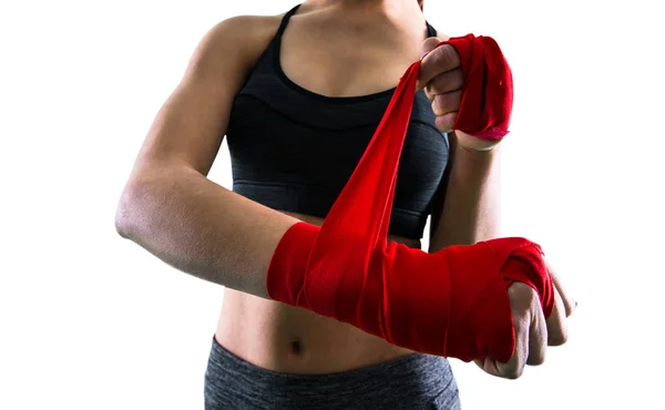 Jeune Fille Sportive Dans Les Bandages Boxe — Photo