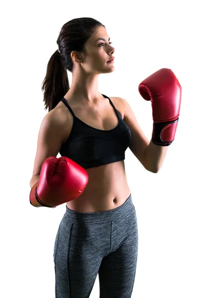 ボクシング グローブと若いスポーツ少女 — ストック写真