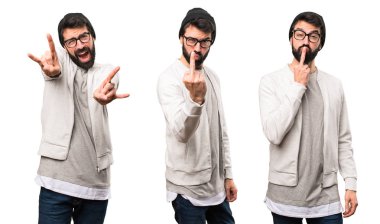 Boynuz jest yapma Hipster adam kümesi