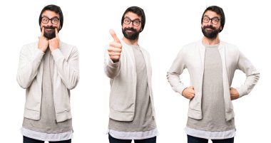 Mutlu hipster adam kümesi