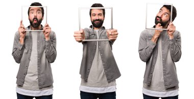 Framework ile sakallı yakışıklı adamın ayarla