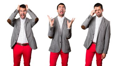 Sinirli yakışıklı adam kümesi