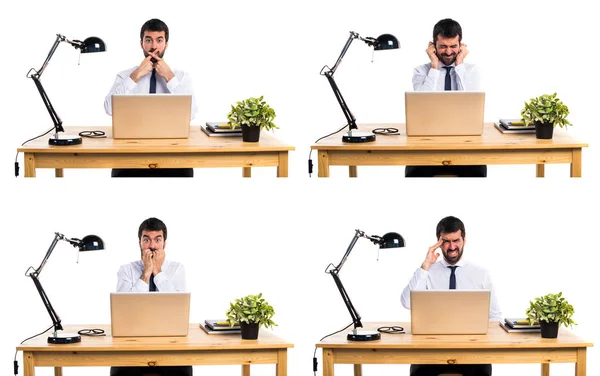 Frustrovaný Podnikatel Své Kanceláři — Stock fotografie