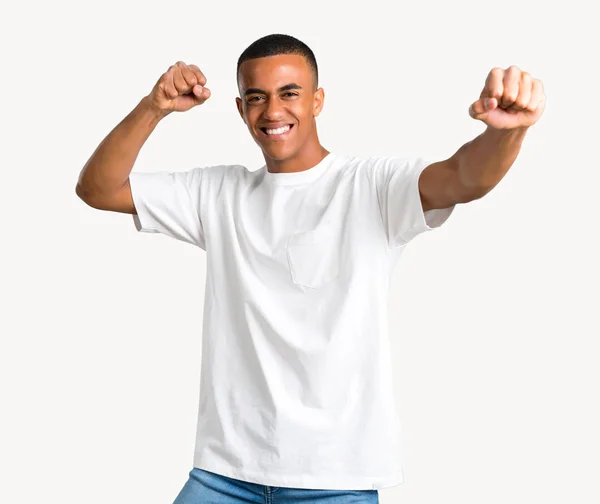 Young African American Man Celebrating Victory Surprised Successful Isolated Background — Stock Photo, Image