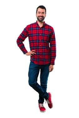 Yakışıklı adam silah, kalça ile poz