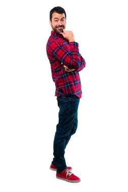 yakışıklı bir adam beyaz zemin üzerine