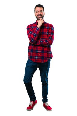 yakışıklı bir adam beyaz zemin üzerine