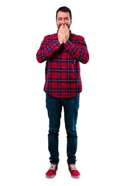 yakışıklı bir adam beyaz zemin üzerine