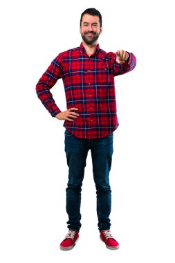 Yakışıklı adam puan parmak sana