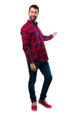 Sunulması ve gelmek davet yakışıklı adam