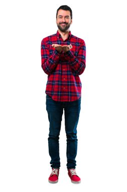 Yakışıklı adam boşaltmak hayali avuç içinde tutan