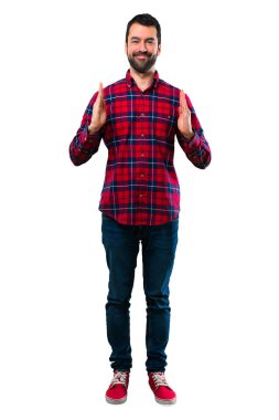 Yakışıklı adam boşaltmak hayali avuç içinde tutan