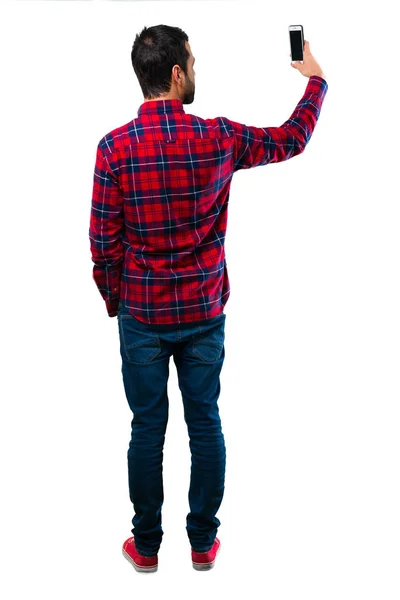 Knappe Man Maken Selfie Met Cellphone — Stockfoto