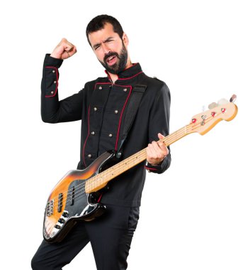 Gitar ile şanslı yakışıklı adam