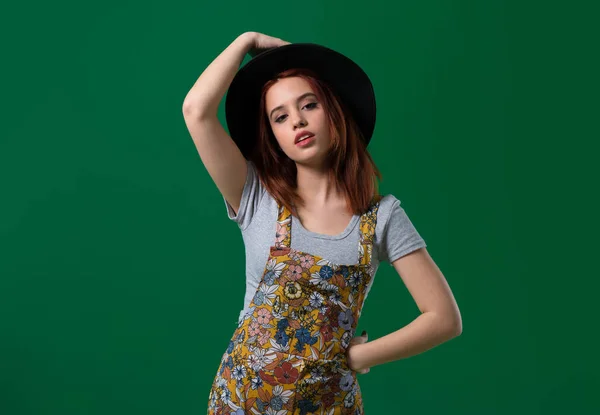 Young Redhead Girl Posing Studio — Stock Photo, Image