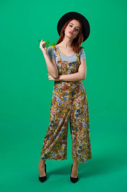 Studio poz genç Kızıl saçlı kız