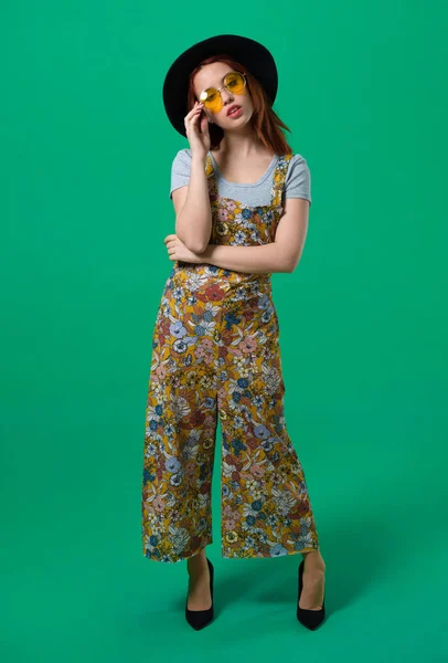 Young Redhead Girl Posing Studio — Stock Photo, Image