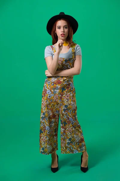 Young Redhead Girl Posing Studio — Stock Photo, Image