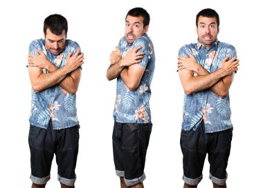 Yakışıklı adam buz gibi çiçek forması ile kümesi