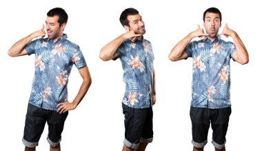 Yakışıklı telefon jest yapma çiçek forması ile kümesi