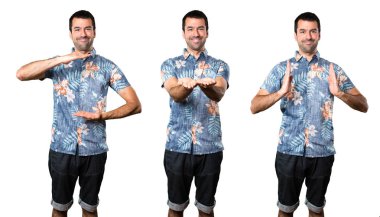 Yakışıklı bir şey tutan çiçek forması ile kümesi