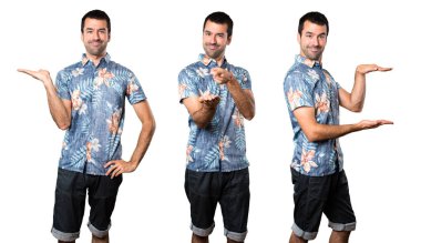 Yakışıklı bir şey tutan çiçek forması ile kümesi