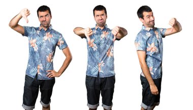 Yakışıklı adam kötü sinyal yapma çiçek forması ile ayarla