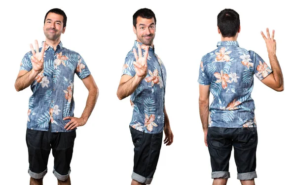 Yakışıklı adam üç sayım çiçek forması ile kümesi