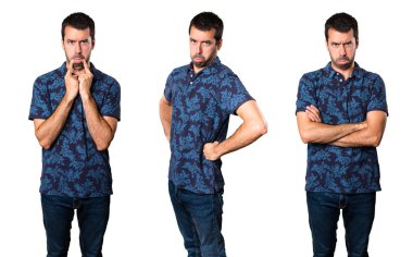 Üzgün esmer adam kümesi