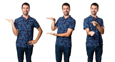 Esmer adam bir şey tutan kümesi