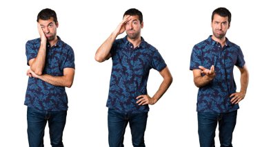 Yorgun esmer adam kümesi