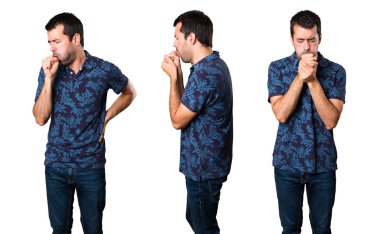 Esmer adam çok öksürük kümesi