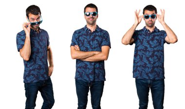 Gözlüklü esmer adam kümesi